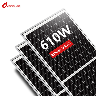 Amosolar 580W 590W 600W 610W Halbschnitt-Solarpanel mit 3,2 mm niedrigem Eisengehärtetem Glas