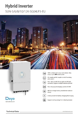 Stock Deye Einphasehybrider Solarumrichter 3kw 12kw 8000watt 99,90% Umrichterwirksamkeit