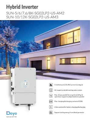 Stock Deye Einphasehybrider Solarumrichter 3kw 12kw 8000watt 99,90% Umrichterwirksamkeit