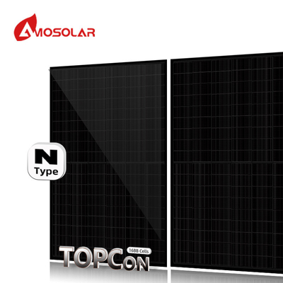 300mm / 300mm Kabellange Vollschwarz Mono N Typ Topcon Solarzellen 565w 580w mit 144