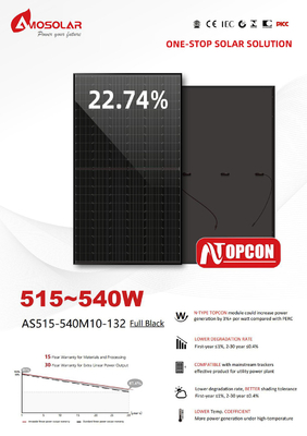 A-Klasse-Solarzellen 182mm Mono-Solar-PV-Module für Elektrizität für Haushalte N-TYPE 515W 540W