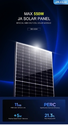 JA-Solarzellen 550W Bifacial mit MC4-kompatiblem Stecker und 2112*1052*35 Abmessungen