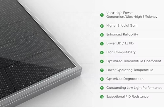 182mmx182mm Zellgröße N-Typ Solarzellen 700W Bifacial Glass Solar Photovoltaic Panel