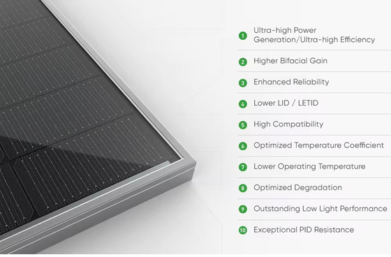 TOPCON N-Type Mono Halbdoppelglas 500w Bifacial Solarpanel mit 500w Leistung