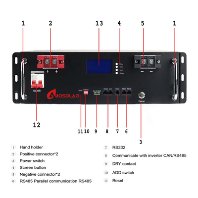 Amosolar 48V 51.2V 100AH 200AH Lithium-Ionen-Batterie mit Rack