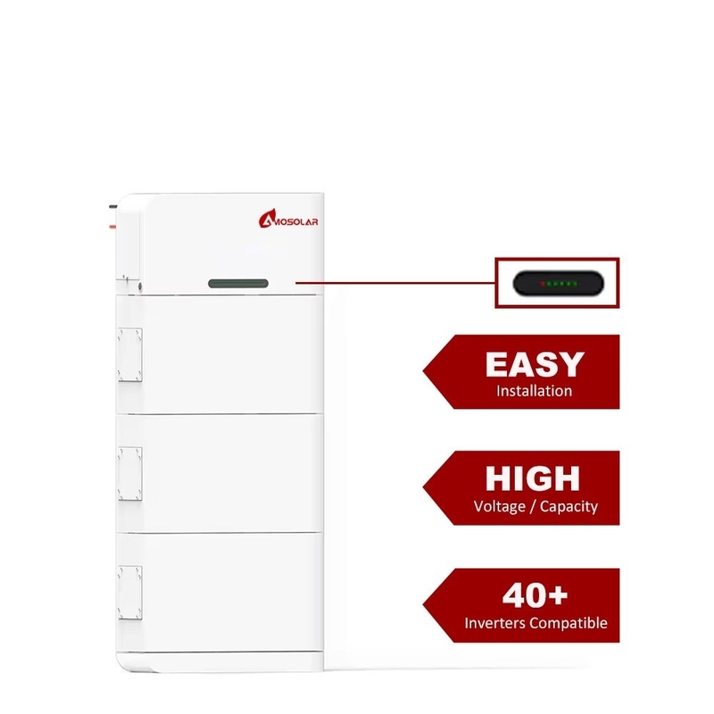 Stackbare Hochspannung Solar Lithium-Ionen-Batterie Energiespeichersystem 10Kwh Amosolar