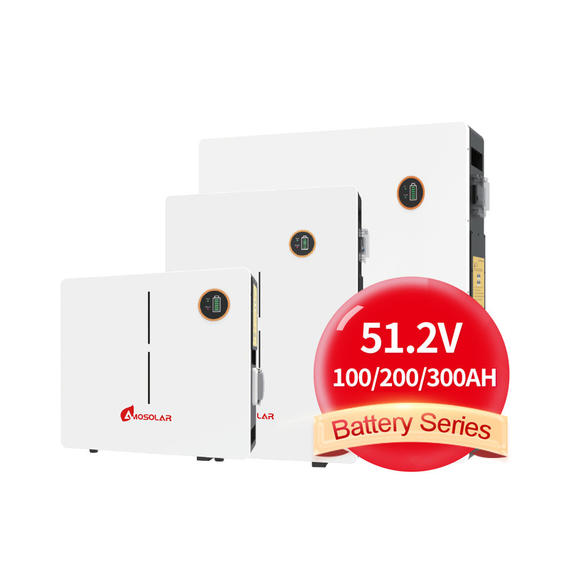 Off-Grid Amosolar Wandmontierte LiFePO4 48V 51.2V 100Ah 200Ah Energiespeicher für Haushalte Lithiumbatterie IP65